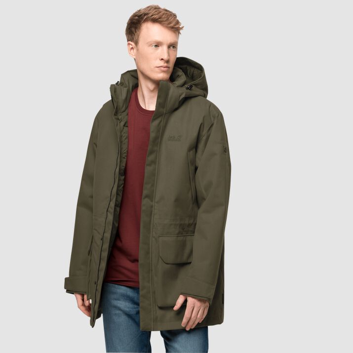 Chamarra Hardshell Jack Wolfskin Fierce Wind Hombre Verdes Mexico-4138519